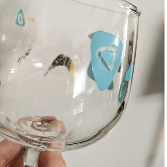 Vintage MCM Goblet: Turquoise & Gold Atomic Design - Picture 3 of 4